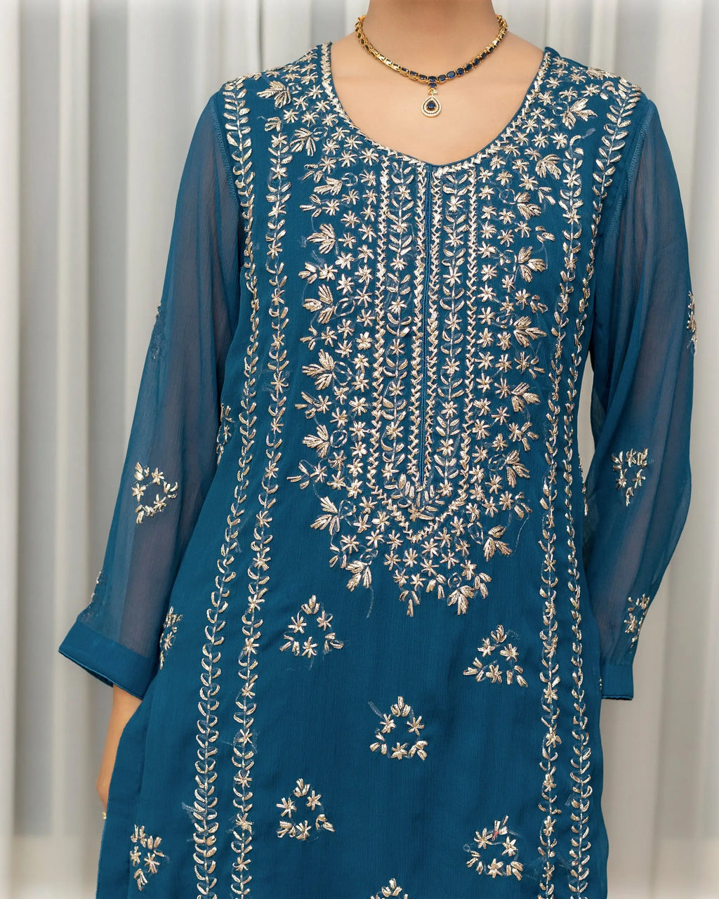 Blue Sharara Suit 3PC – Bridal & Wedding Wear Sharara Dress Pakistan | Party Wear for Women