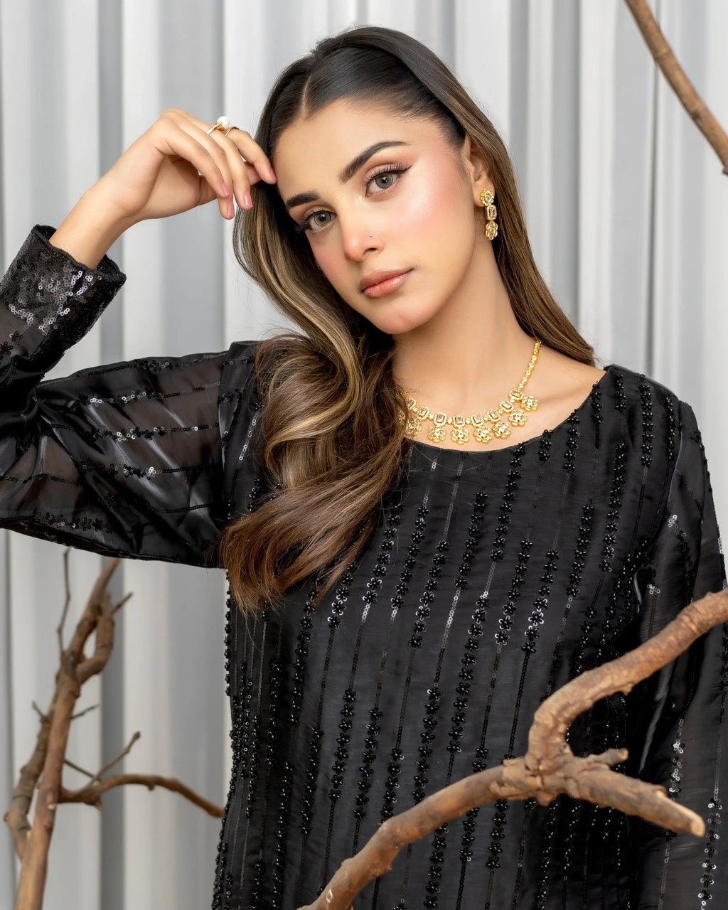 Black Embellished 3PC Suit – Luxury Party Wear Dress for Women Pakistan